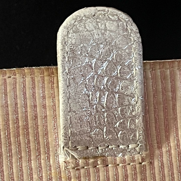 Lauren Merkin Metallic Silver Croc Embossed Leather Clutch Bag